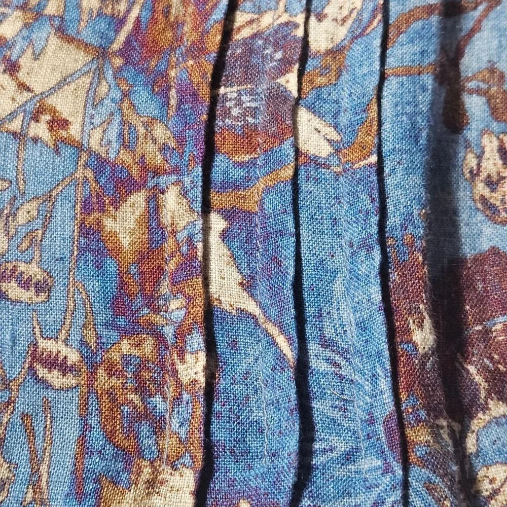 EUC Peruvian Connection Women Linen Trapani Tunic L Blue Floral Boho Artisan - Picture 8 of 14